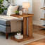 Table de bout en bois en forme de C avec tablettes à 2 niveaux, petite table d'appoint et table de chevet pour le salon et la chambre à coucher