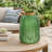 Dsy Floral Vase With Gold Rim, Embossed Fern Leaf, Green Glass 8 Inch-123079039