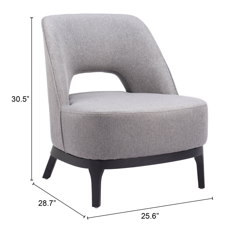Gray Faux Leather Barrel Accent Chair with Metal Base