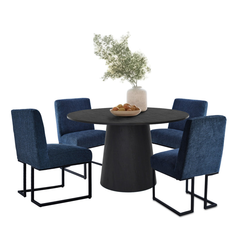 Bende 4 - Person Pedestal Dining Set, Blue