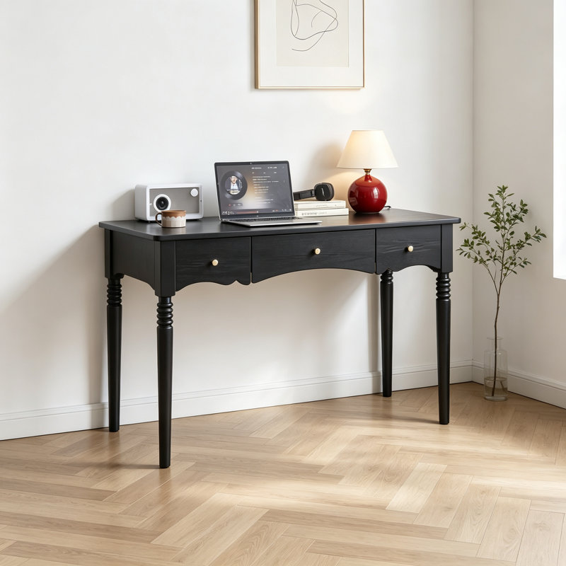 Bureau simple en chêne rouge massif noir