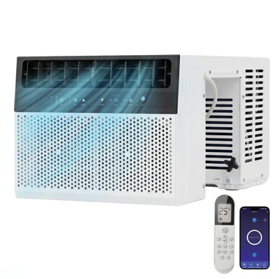 12000 BTU Smart Window Air Conditioner for 520 Sq. Ft., 6-in-1 Cooling Unit with WiFi & Remote Control, LED Touch Panel, 3 Fan Speeds, Energy Efficient Quiet AC