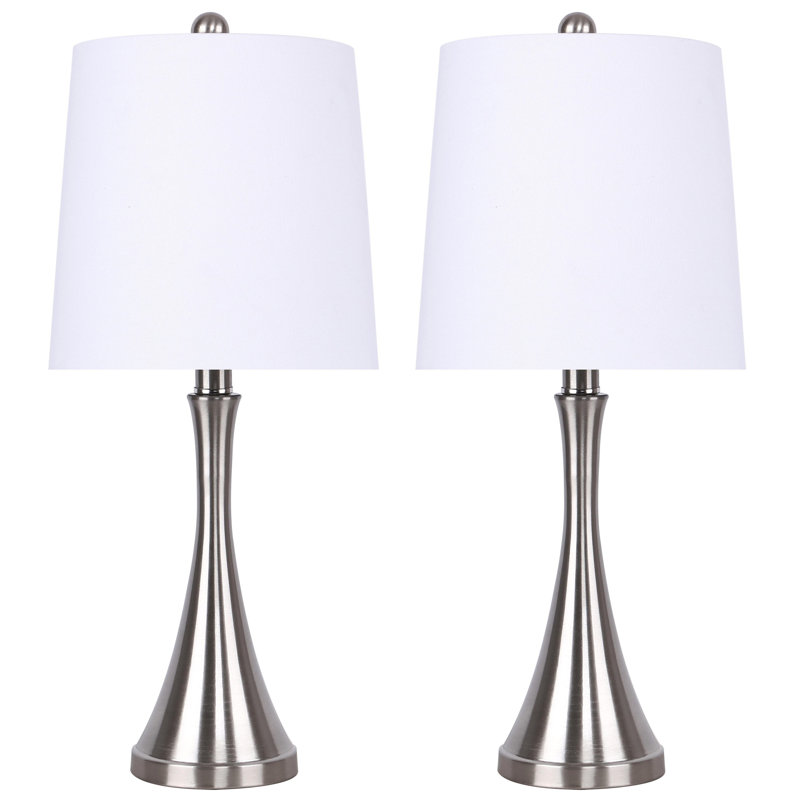 Ensemble de lampe de table en nickel brossé 20,25 po culmo, Blanc