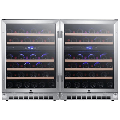 EdgeStar Four Zone 48'' Freestanding 92 Bottle Wine Refrigerator with Reversible Door | Fridge.com