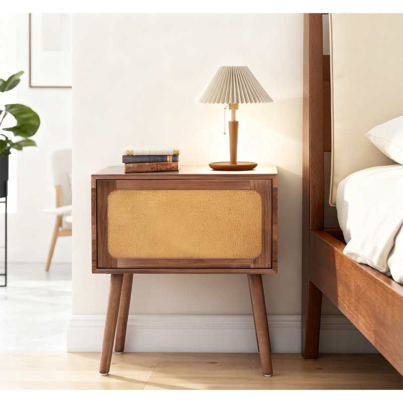 Rotating Hidden Compartment Nightstands, Walnut