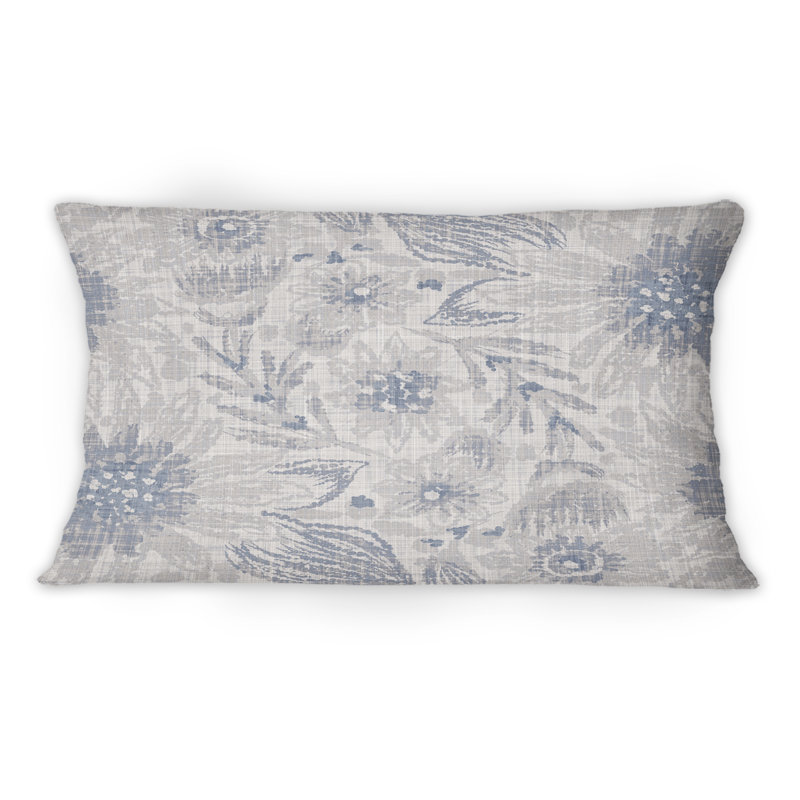 Coussin décoratif rétro à motif de fleurs en V rétro 12 po x 20 po