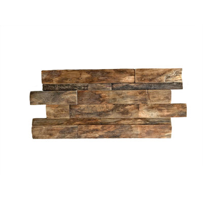 23 3/4"W x 11 7/8"H x 3/4"P Shipboard Boat Wood Mosaic Wall Tile, Natural Finish (6-Pack)