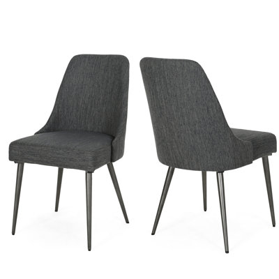 Charcoal Upholstered Dining Chairs  2   - Metal Legs For An Elegant 2 Ensemble Modern Look And Construction
