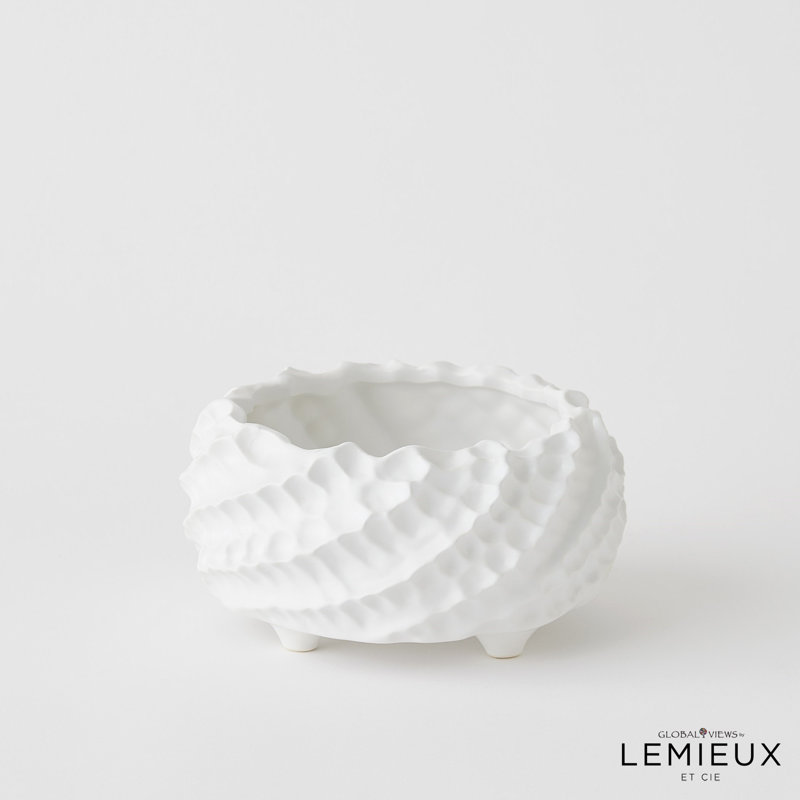 Cadoret Bowl, Matte White, 3.5" H x 7" W x 7" D