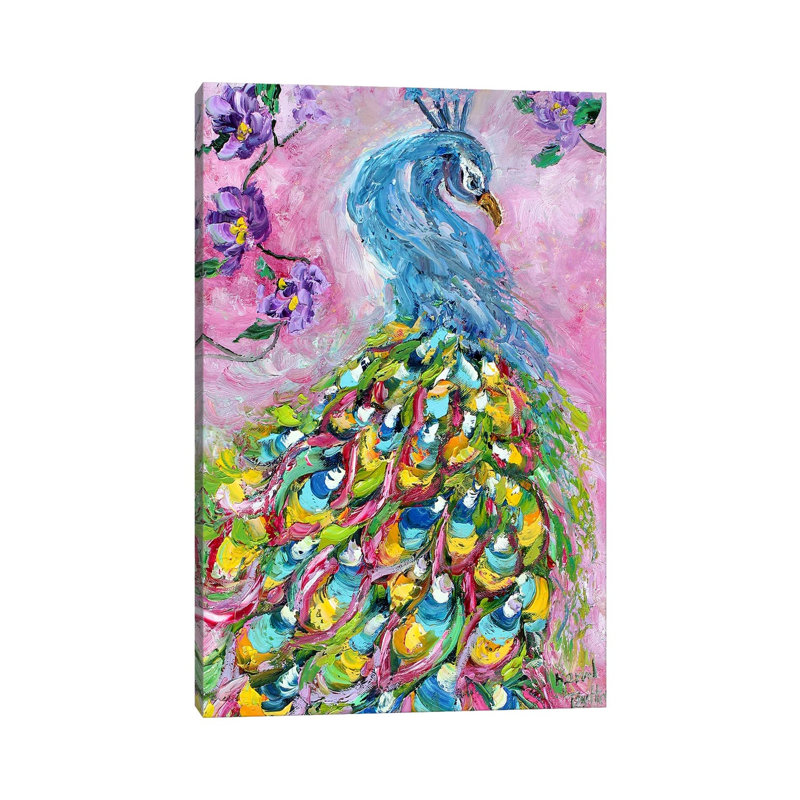 Peacock Dance 1 Piece Wrapped Canvas Painting, 20.32 cm H x 30.48 cm W