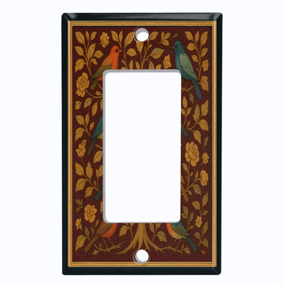 Metal Light Switch Plate Cover; US Standard Size 1 Gang GFI Rocker - Rustic Tree with Birds