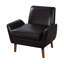 Fauteuil d'appoint Vireo en similicuir avec accoudoirs et pieds en bois d'hévéa pour salon