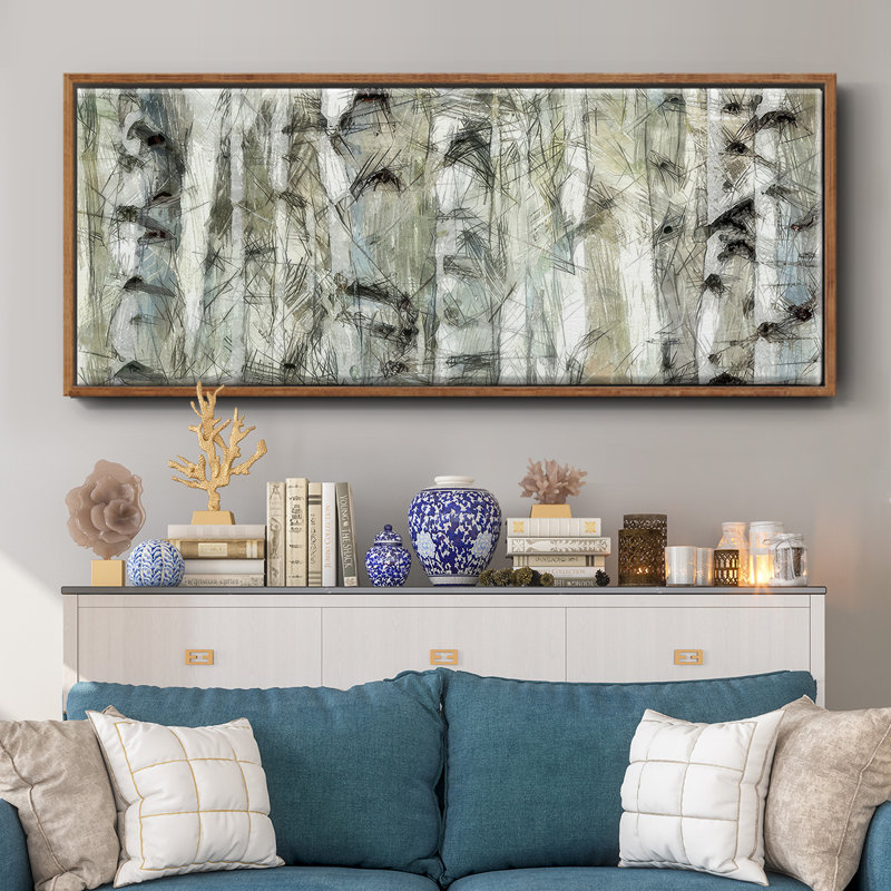 Birch II- Framed Canvas, 20" H x 50" W