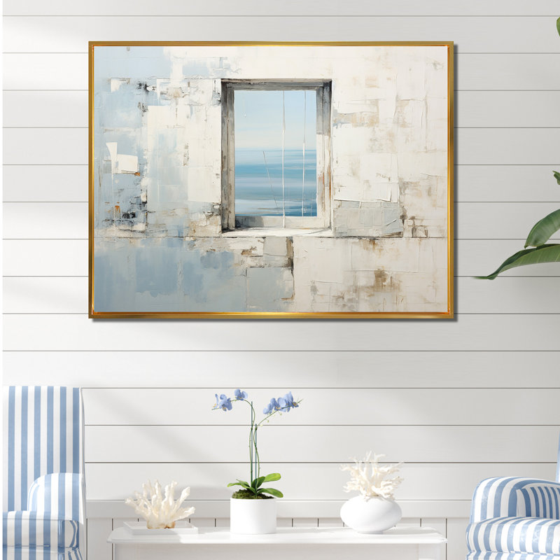 " Beach Windows Horizon II ", Gold Floater Framed, 34" H x 44" W