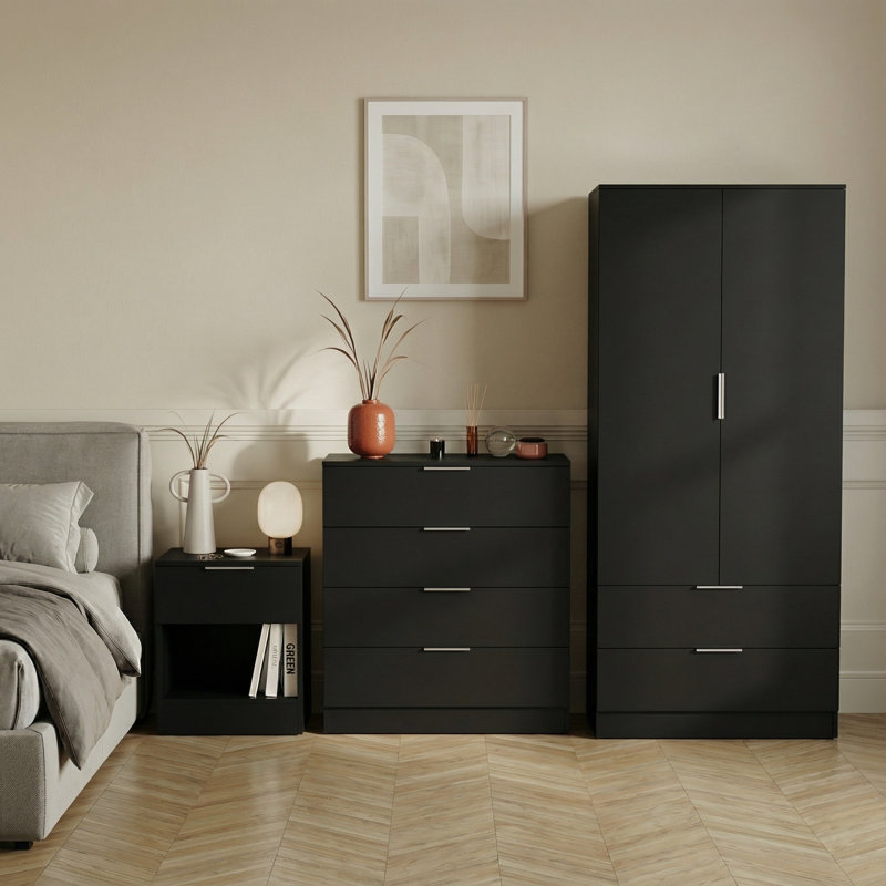 3 Piece Bedroom Set, Black