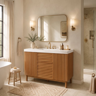 Armoire transitionnelle 47,2 pouces avec lavabo en résine 2 tiroirs SMC