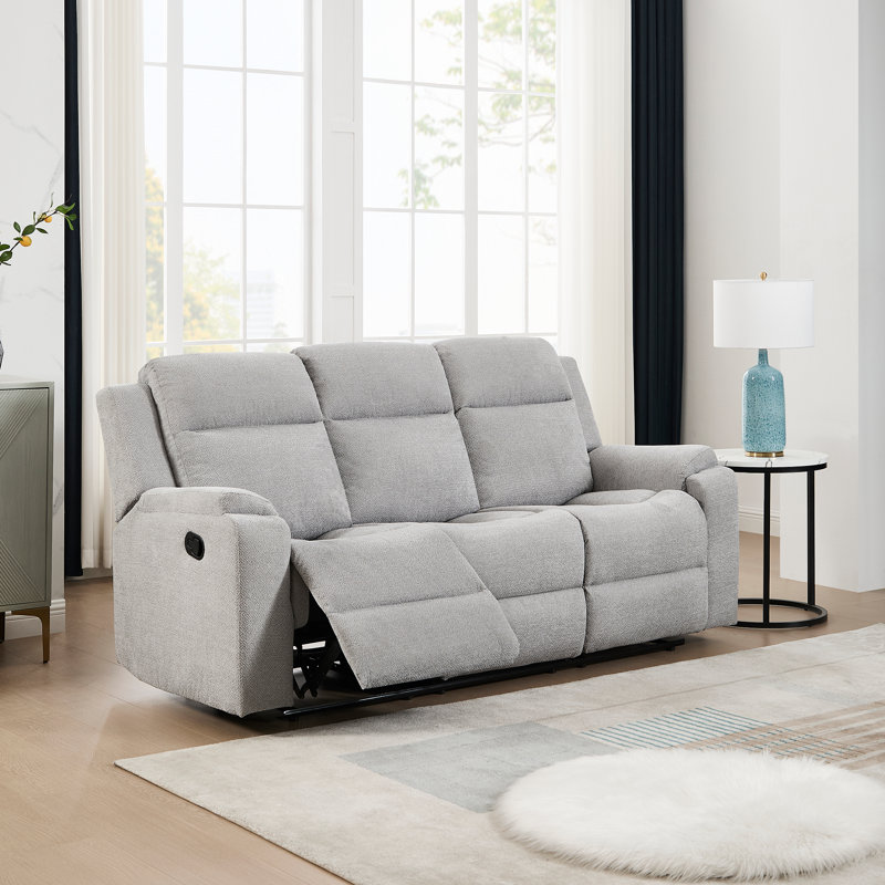 3 Seater Chenille Reclining Sofa, Grey