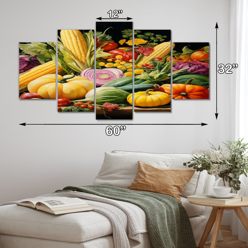 Légumes, nourriture vibrante I sur toile, reproduction de 5 pièces