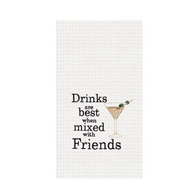 Torchon "Drinks Are Best With Friends" Waffle Weave