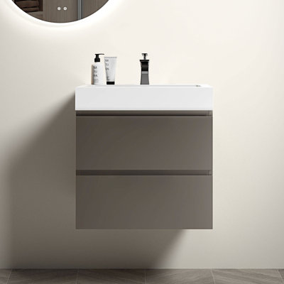 Meuble-lavabo mural avec lavabo, grand meuble-lavabo flottant mural