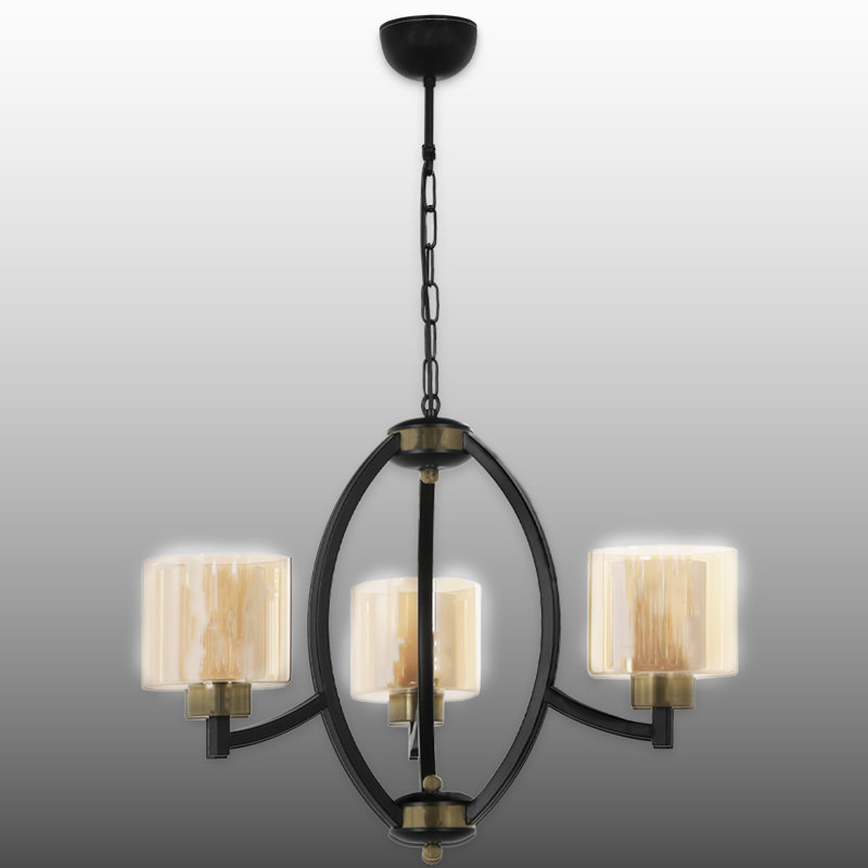 Lustre vintage à hauteur réglable avec culot en verre 3 lumières