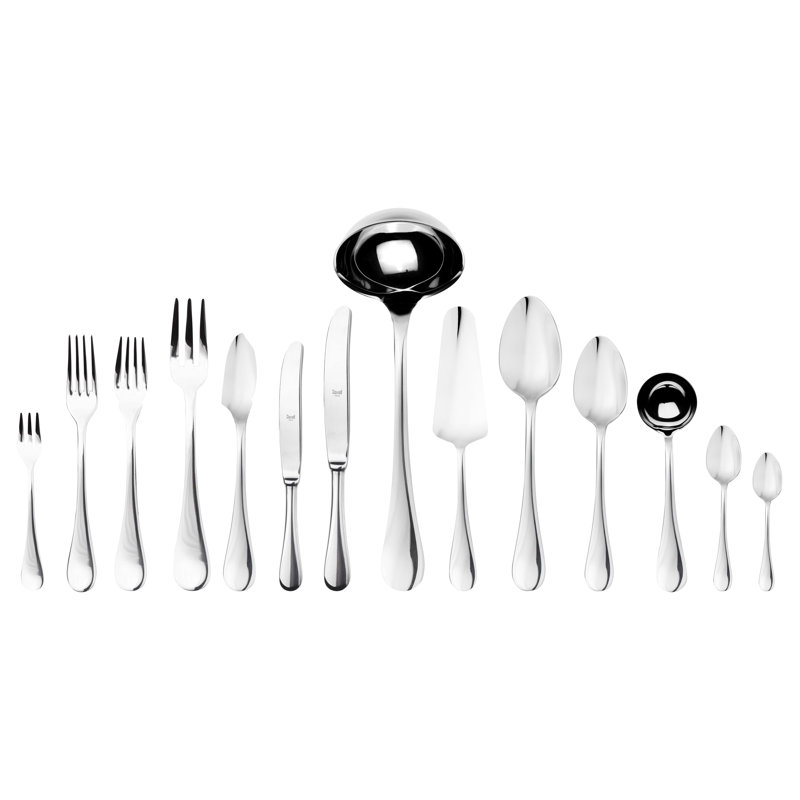 Ensemble de couverts Brescia avec couteaux H / H (configuration S) - 113 pièces - Acier inoxydable
