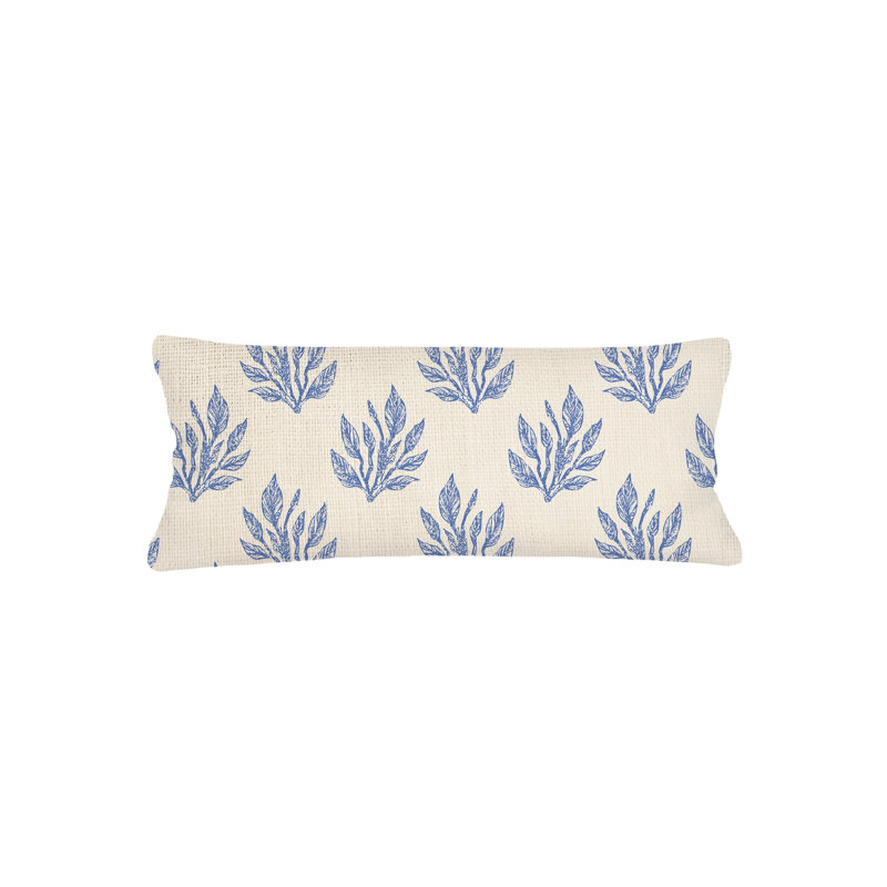 Blue Sea Floral Linen Dutch Euro Pillow 28x36 with Down Alternative Insert, Rectangle 14" H x 40" W, Polyester