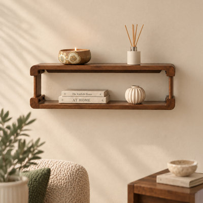 Tablettes murales flottantes en bois à 2 niveaux Sephine