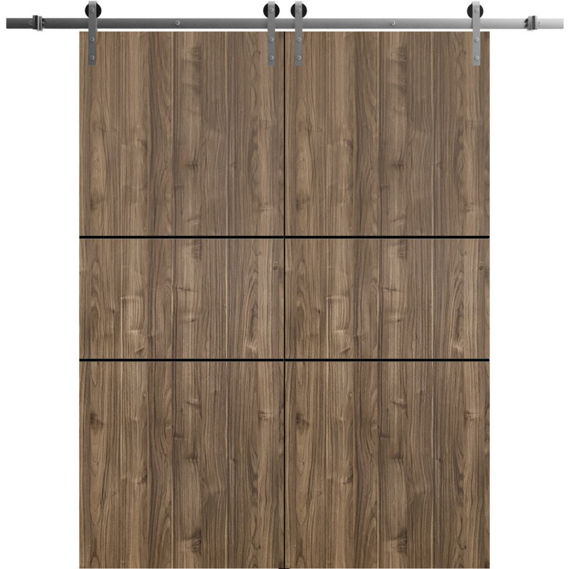 Porte de grange en bois massif massif, Noyer, 48 po x 96 po