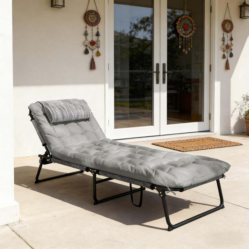 Outdoor Sun Lounger,Folding Chaise Lounge Chair, Gray