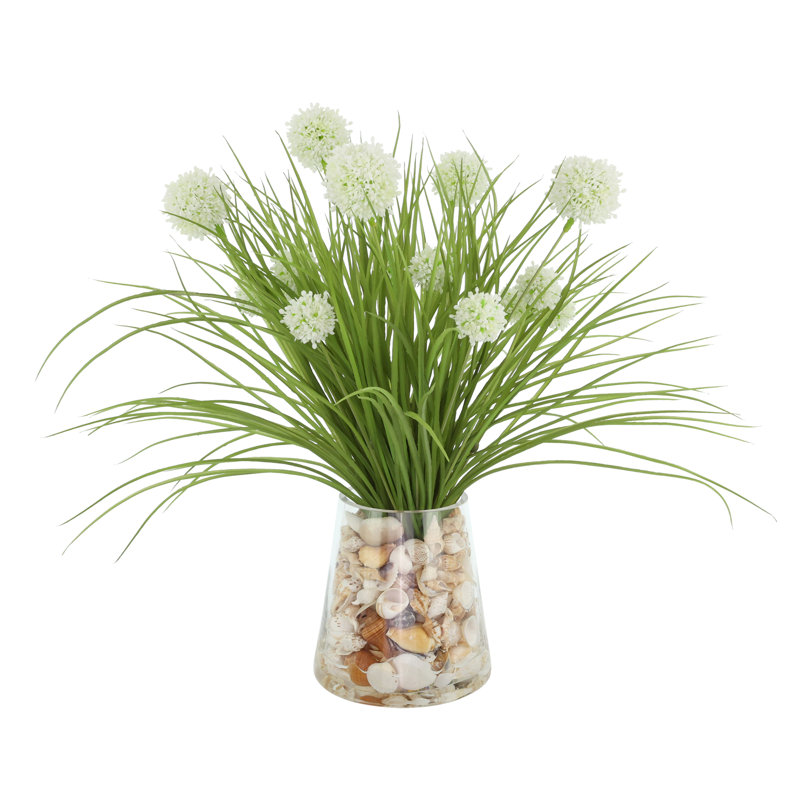 Arrangement floral dans un vase décoratif Allan Allium, Blanc