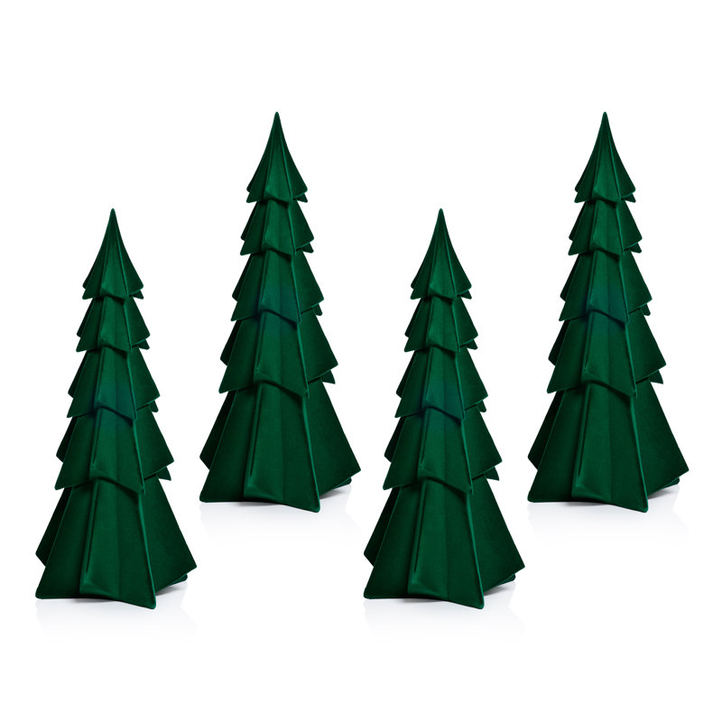 Arbres décoratifs floqués - Ensemble de table de Noël des Fêtes, ensemble de 4, H 15,5 po x l 6,75 po x P 6,75 po, Vert