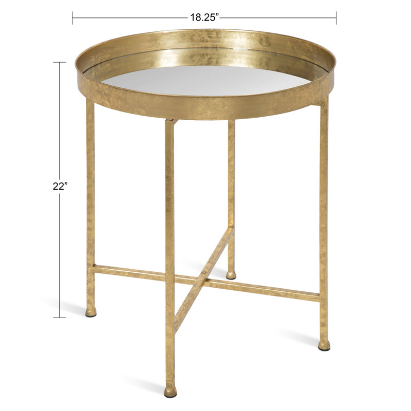 Table de bout Ekta, Doré, Miroir, H 22 po x l 18,25 po