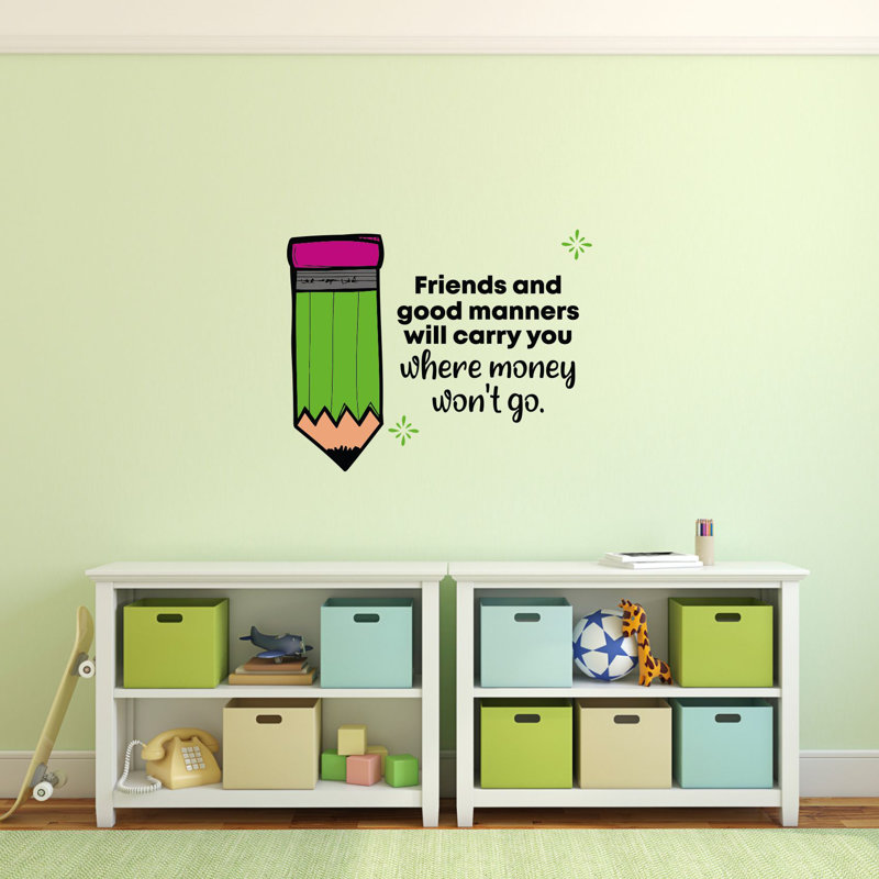 Décalcomanie murale citations de dessins animés « good mœurs School Class », H 40 po x l 40 po x P 0,05 po