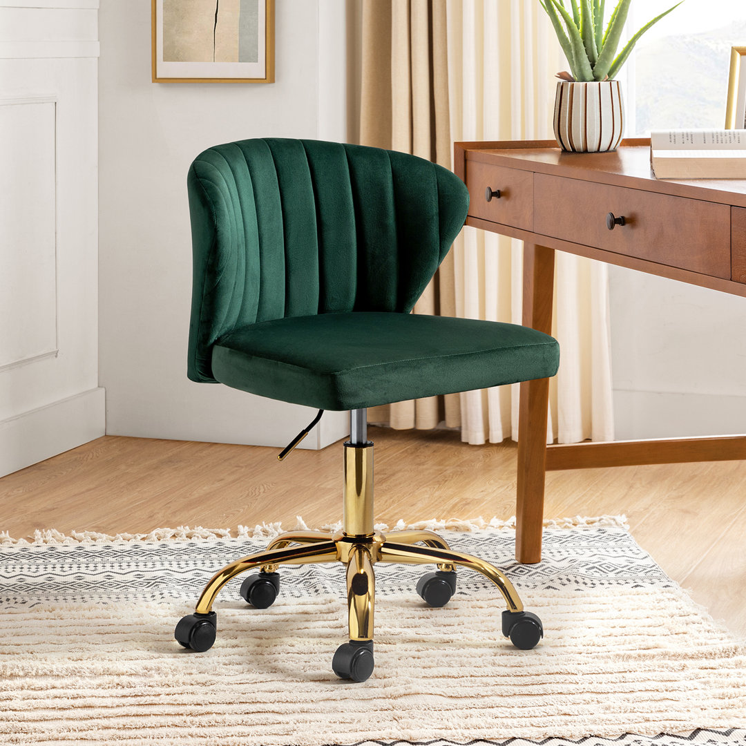 Petillo Swivel Velvet Office Task Chair with Adjustable Height and Padded Cushion