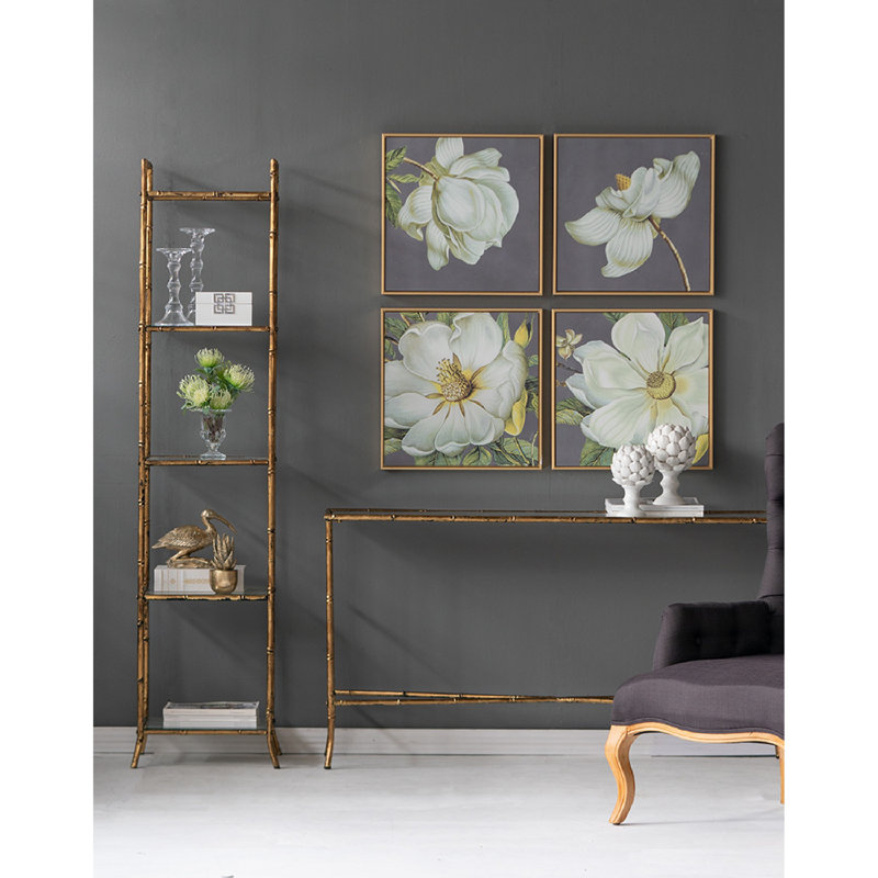 Gold Framed Blooming Floral Abstract Wall Art Set