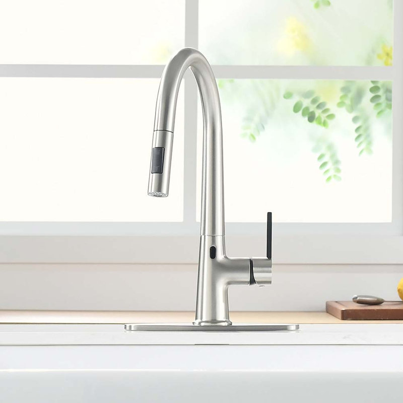 HOOSENG Pull Down Touchless Kitchen Faucet, Brushed Nickel