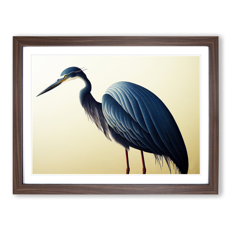 A Dazzling Heron Bird - Framed Print, 34cm H x 46cm W x 2cm D, Walnut