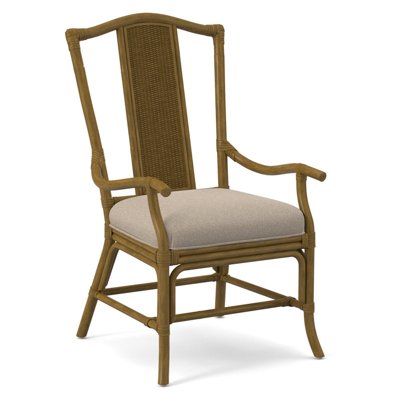 Drury Lane Slat Back Dining Arm Chair, Havana, Eggshell Crypton Performance; 0884-93