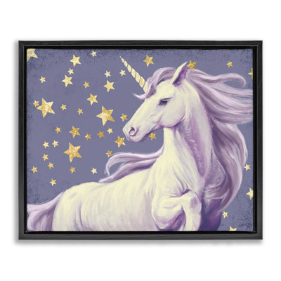 «Unicorn mauve dans la nuit étoilée», art mural sur toile par Ziwei Li