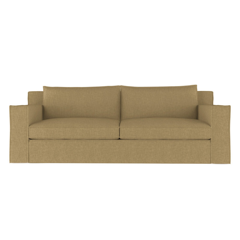 Mulberry Square Track-Arm Sofa with Flange Seam, Box Weave Linen Silver Streak, 33" H x 96" W x 45" D, Weathered