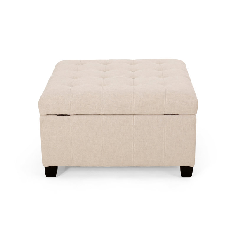 Anikait Tufted Storage Ottoman, Upholstered Ottoman, Wheat Fabric
