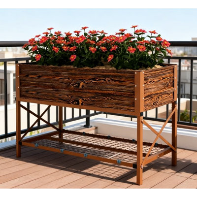 Lit de jardin surélevé avec rangement et matériau non tissé galvanisé à l'eau, surface de plantation de 41 po x 20,5 po x 10,25 po, tablette inférieure de 30 pouces de hauteur, 37 gallons de terre, capacité de 440 lb, intérieur