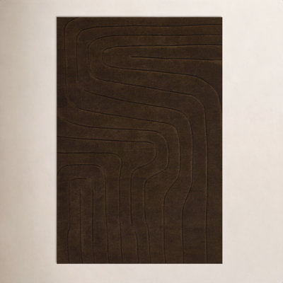 Aelin Brown Hand-Tufted Wavy Wool Rug