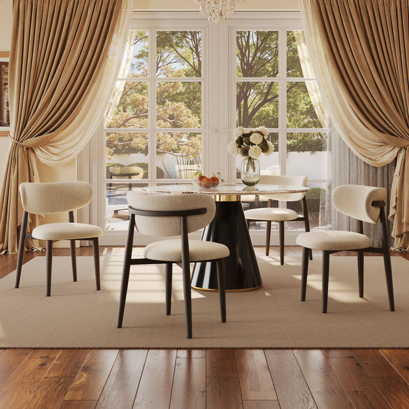Upholstered Metal Frame Dining Chair (Set of 2) - Beige Side Chair, Beige