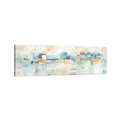 Teal Abstract Horizontal by Cynthia Coulter - Wrapped Canvas Panoramic Painting