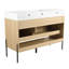 Ensemble de meuble-lavabo 48 po avec lavabo en résine simple et rangement à 3 portes, fabrication en bois massif multicouche