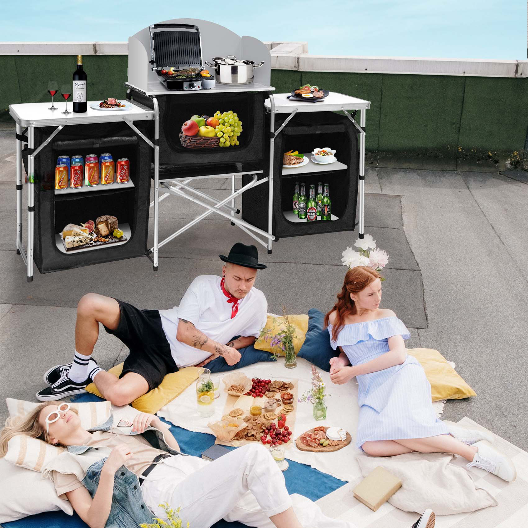 c&g outdoors Outdoor Camping Kitchen Station, Movable Folding