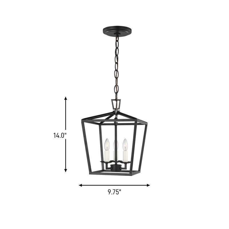 Three Light Mini Lantern, Matte Black