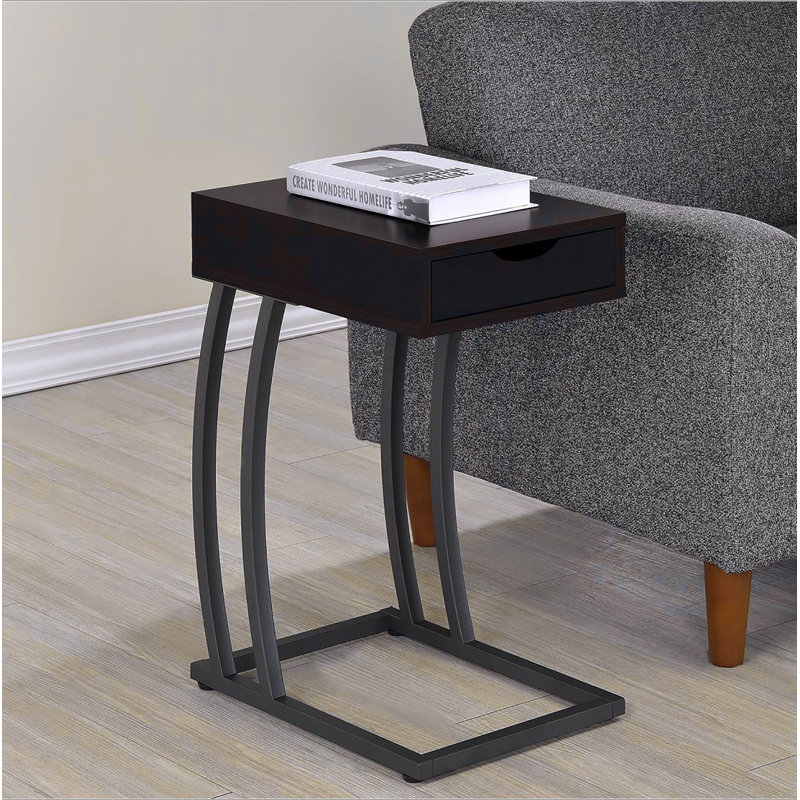 Table d'appoint Cappuccino and Gunmetal, Marron foncé